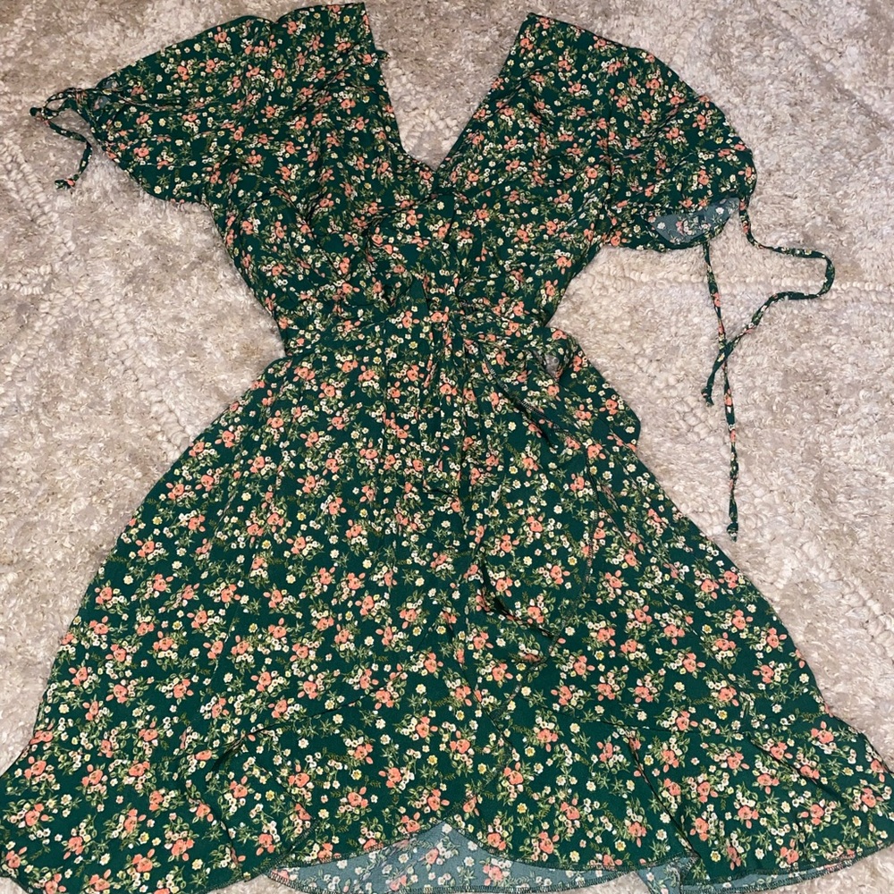 Green floral dress